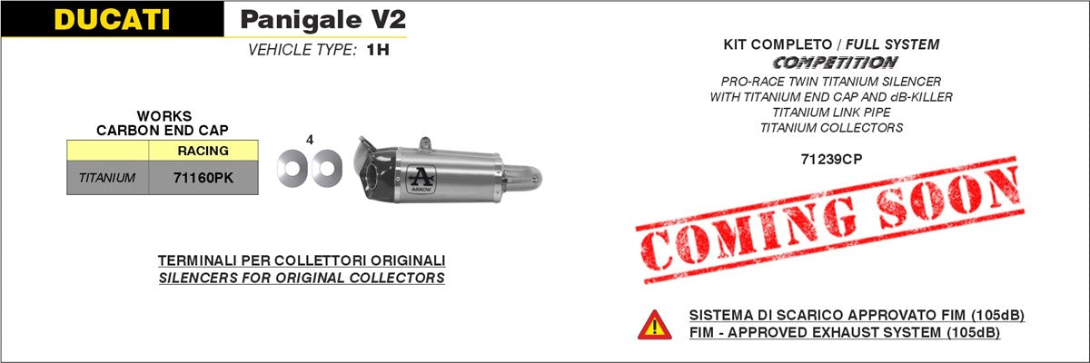 ARROW WORKS TITANIUM EXHAUST - STAINLESS STEEL LINK PIPES - PANIGALE V2 (2020-2024)