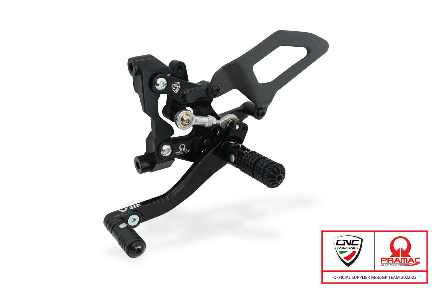 CNC Racing | Adjustable Rearsets (Pramac Racing limited Edition) "Carbon" | Ducati Streetfighter V2 (22-23)