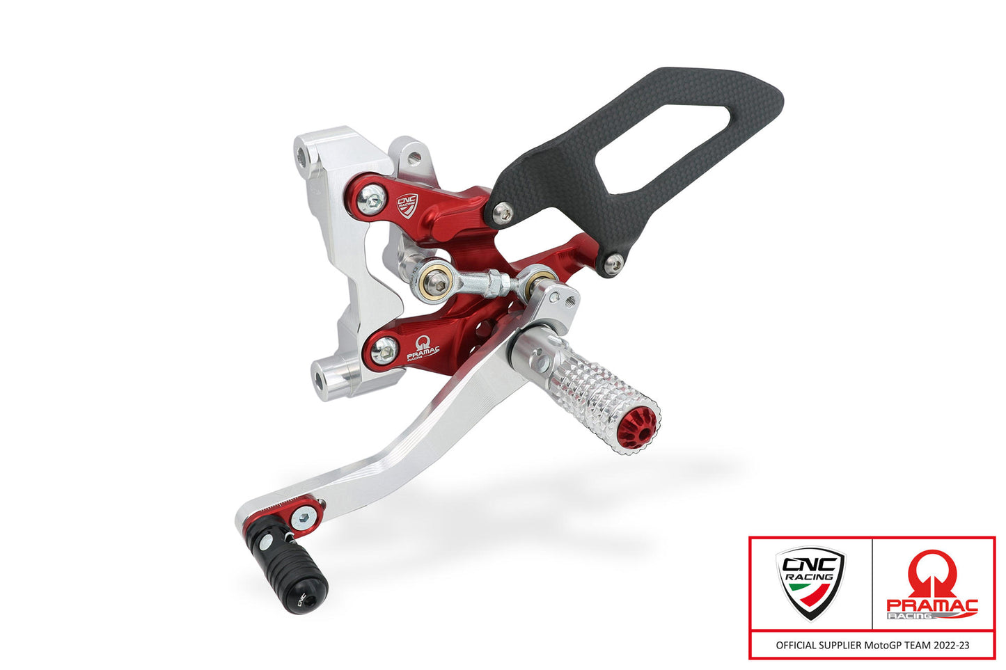 CNC Racing | Adjustable Rearsets (Pramac Racing limited Edition) "Carbon" | Ducati Streetfighter V2 (22-23)