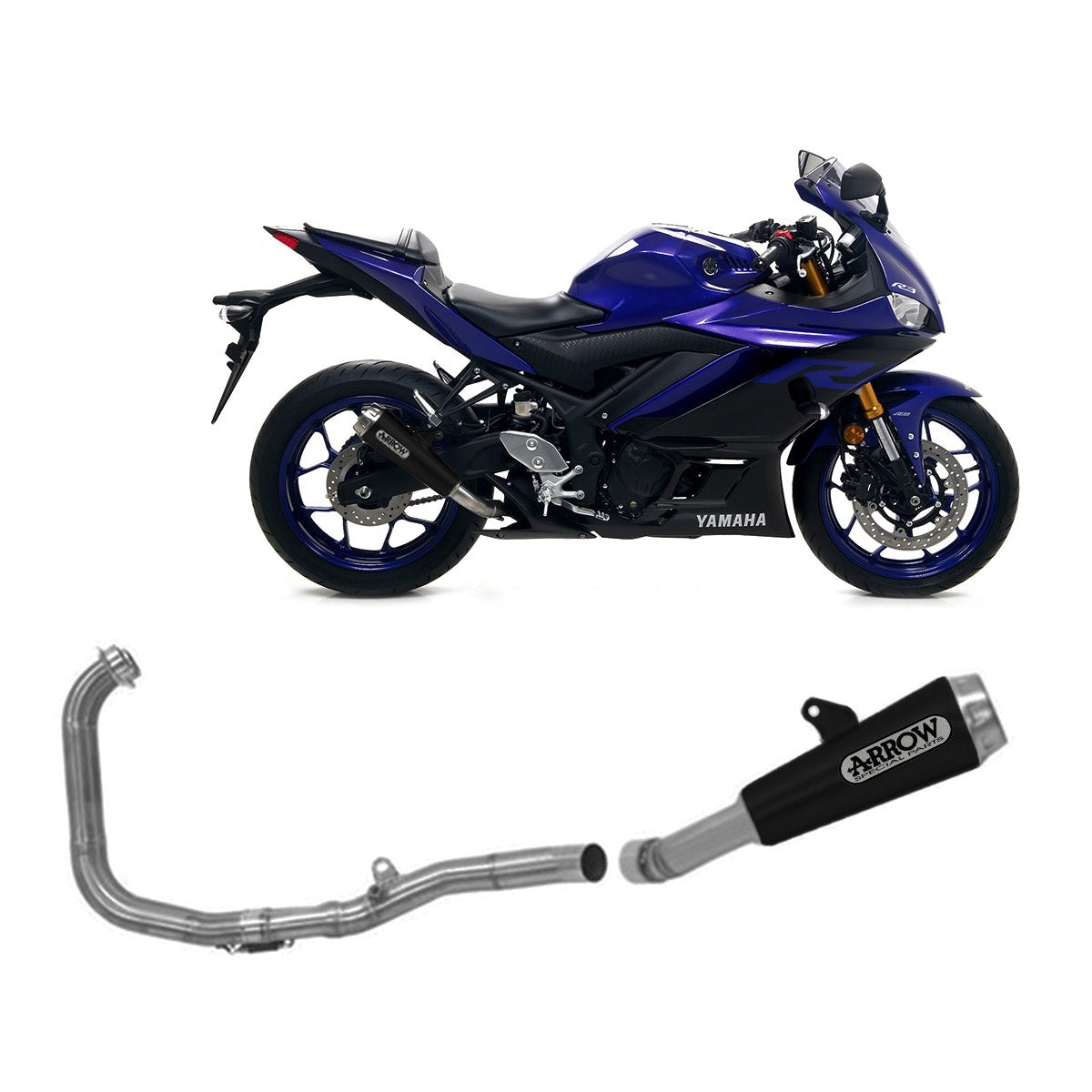 ARROW PRO-RACE ALUMINUM EXHAUST - STAINLESS STEEL LINK PIPES - YAMAHA YZF R3 (2021-2024)